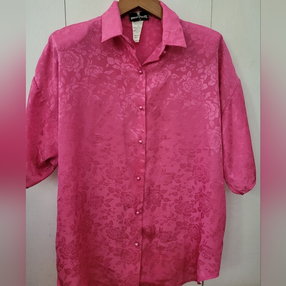 Vintage Hocus Pocus Of CA Vibrant Pink Casual Button Down Shirt Sz M - Picture 1 of 6